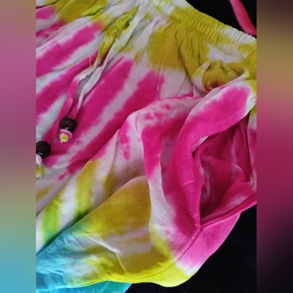 Colorful Tie-Dye Women's Shorts With Pockets & Beaded Drawstring • Size S • New! - Picture 5 of 9